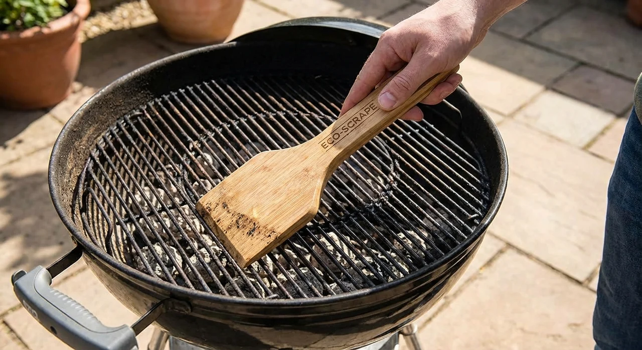 découvrez scrappy scraper, le grattoir bbq écologique et jetable, parfait comme cadeau de fête pratique et responsable pour vos proches amateurs de barbecue.